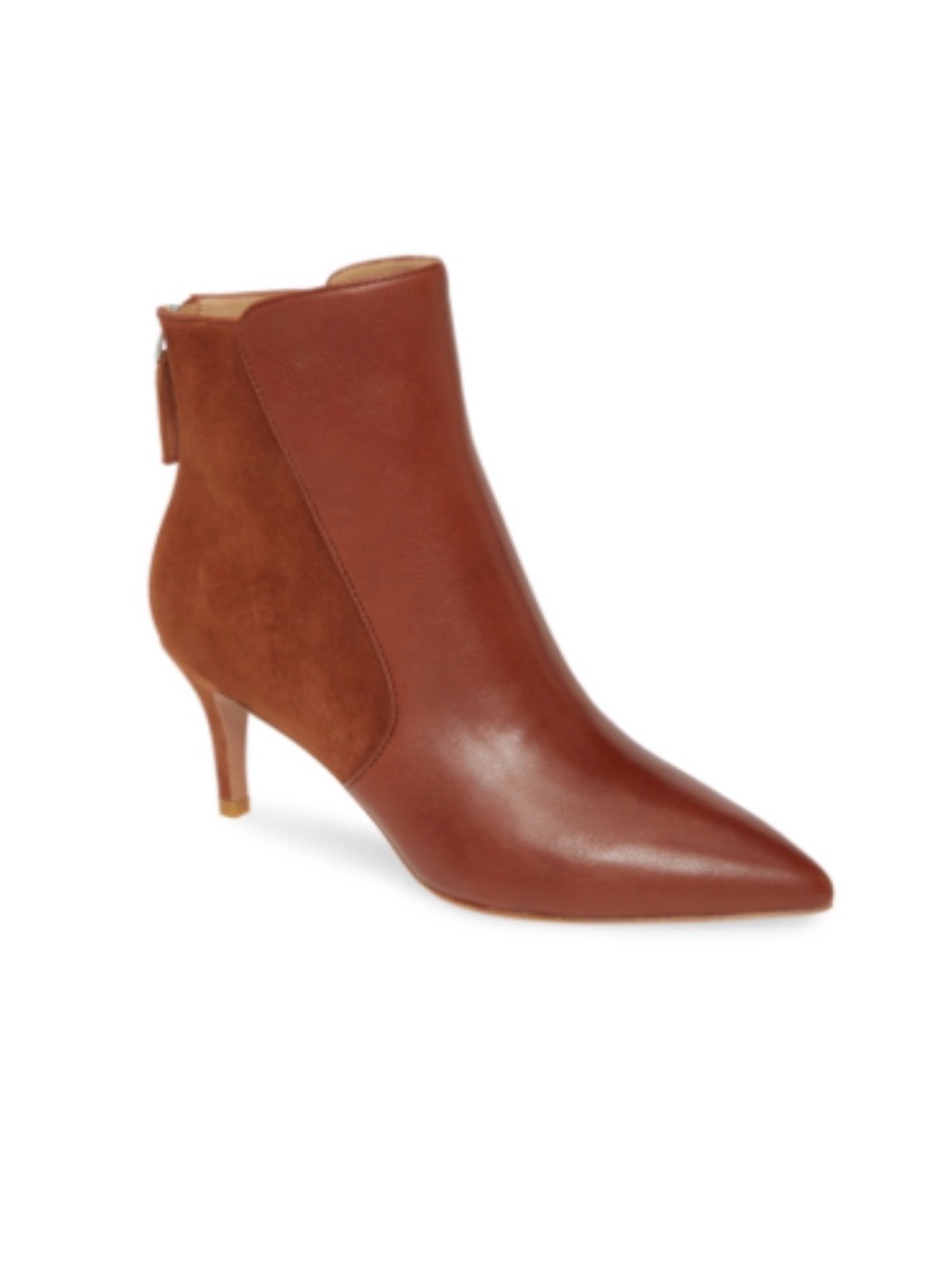 Veronica Beard "Josie" Cognac Leather & Suede Pointed-Toe Booties – Size 8